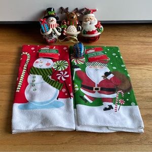 NWT Christmas Bell Ornaments (Set of 3) + Christmas Hand Towels (Set of 2)